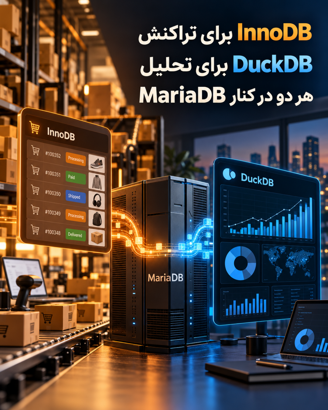 گزارشگیری Magento با DuckDB؛ 63 برابر سریعتر در یک آزمایش 2 گزارشگیری Magento با DuckDB؛ معماری InnoDB و DuckDB