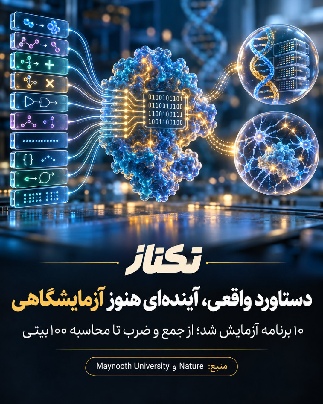 کامپیوتر مولکولی DNA؛ 5 نکته درباره محاسبه بدون برق 9 نتایج آزمایش کامپیوتر مولکولی DNA و کاربردهای آینده