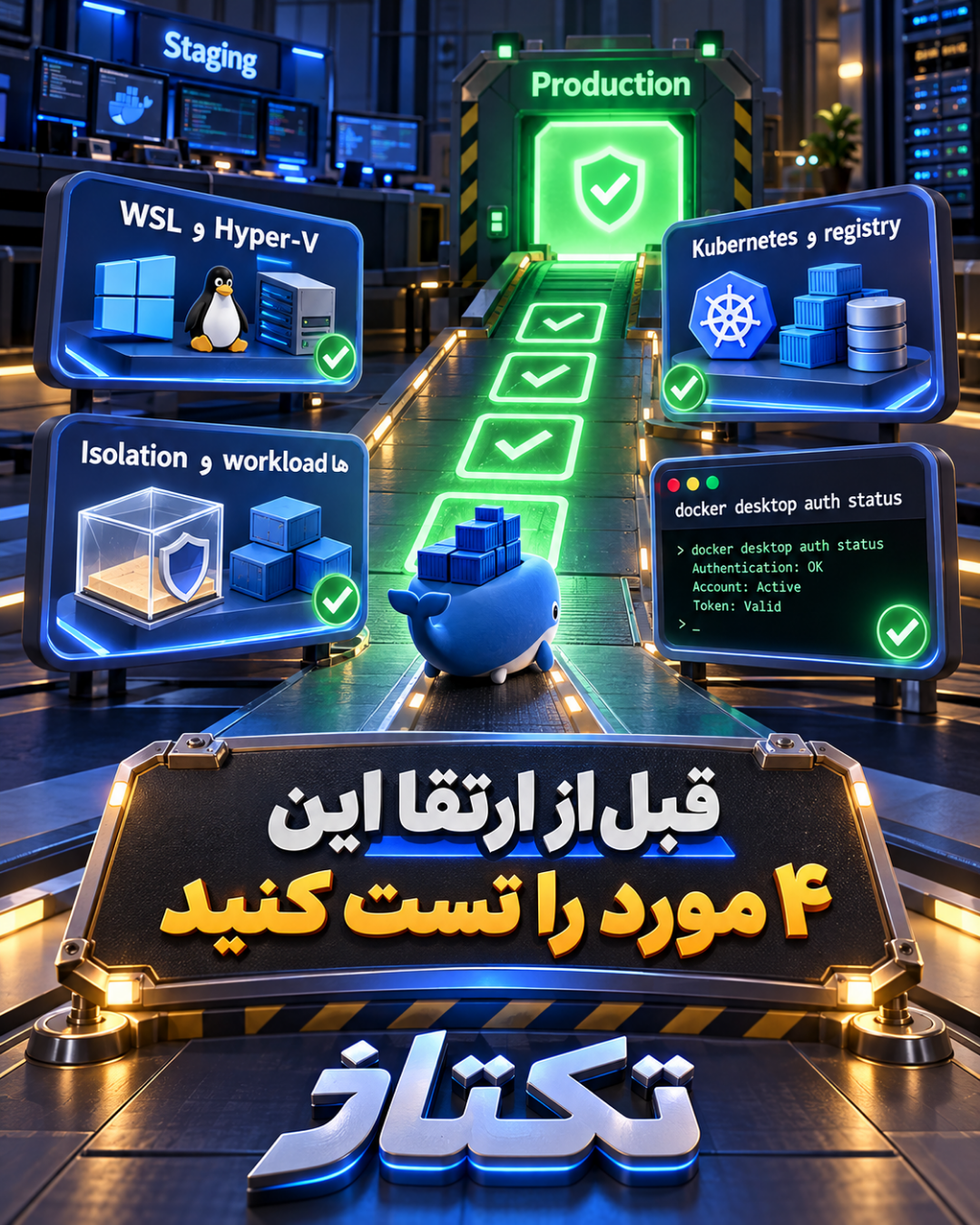 چک‌لیست تست staging پیش از ارتقای Docker Desktop 4.95